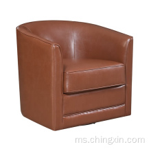 Borong Cahaya Brown PU Swivel Arm Chair